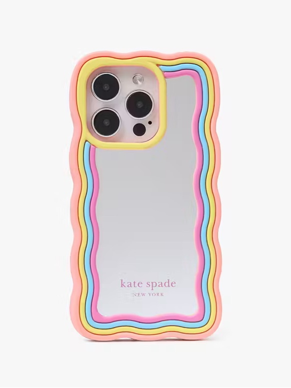 🌈 kate spade iPhone 15 Pro Max Case Multicolor Wavy Trim Mirror rainbow vibes